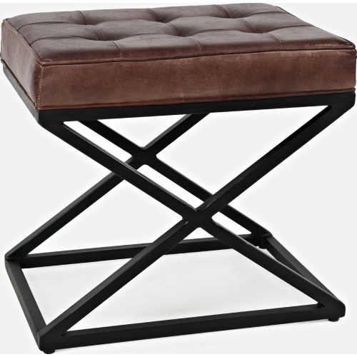 Global Archive Ottoman in Dark Sienna Brown Leather